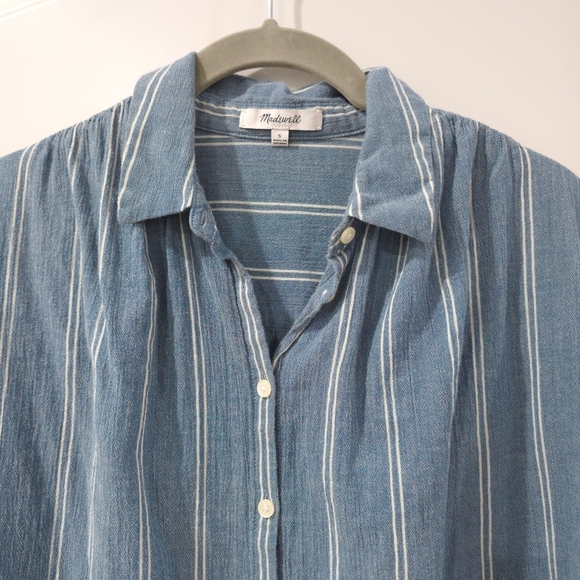 MADEWELL Central Shirt in Caspian Stripe, Blue, 100% Cotton, Oversized, S - Picture 9 of 14